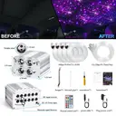 4 Colors 32W Twinkle Car Starlight Headliner Kit 600pcs*0.03in*13.1ft with APP&RF Remote, RGBW Fiber Optic Strands Star Roof Lights,4 Port Engine Sound Activated Ceiling Star Lights for Home/Car Decor image 1