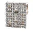 SONGMICSHOME Modular Shoe Storage Cabinet, 12-Compartment Organiser with Doors, Plastic and Steel Frame, Entryway, White image 0