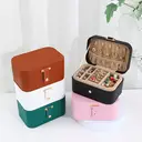 JORDAN&JUDY Multi-Layer Jewelry Box Small Earring Box Ring Storage Box Necklace Box Earring Jewelry Case - 2 Layer Dark Green image 3