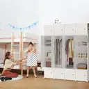 XINZI Système d'étagères de garde-robe DIY avec étagère à chaussures et tringle à vêtements, armoire pliante portable 20 cubes, beige image 5