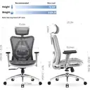 Sihoo M57 chaise de bureau ergonomique en mesh avec soutien lombaire réglable, accoudoirs 3D et dossier haut respirant gris clair image 3