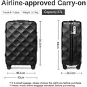 British Traveller 24" Medium Suitcase with 4 Wheels Lightweight ABS+PC Hard Shell Suitcase Hold Check-in Luggage Built-in TSA Lock(Black, 64cm) image 1