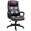 Vinsetto Office Chair with 6-Point Maaasge, PU Leather Computer Desk Chair with Padded Seat and Armrest, Tilt Function for Home, Brown image 0