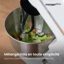 Monsga SM100 Robot Pâtissier 1000W, Blanc Crème, Bol en Acier Inoxydable 6,0L, Silencieux, avec Fouet, Crochet à Pétrir en Téflon Super Antiadhésif (Résistant à 260°C), Batteur & Couvercle Anti-éclaboussures, 8 Vitesses image 6