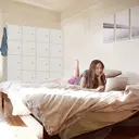 XINZI Système d'étagères de garde-robe DIY avec étagère à chaussures et tringle à vêtements, armoire pliante portable 20 cubes, beige image 4