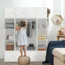XINZI Système d'étagères de garde-robe DIY avec étagère à chaussures et tringle à vêtements, armoire pliante portable 20 cubes, beige image 8