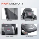 HOMCOM Massage Gaming Chair, Swivel Racing Video Gaming Recliner with Retractable Footrest, Headrest, Cup Holders and Side Pockets, Ergonomic High Back PU Leather Executive Desk Chair, Grey image 4