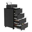 SONGMICS HOME Meuble pour Documents en Métal, Classeur Mobile, Support pour Imprimante, avec Serrure, 4 Tiroirs, Pré-Assemblé, Bureau, 45,1 x 39 x 69,3 cm, Noir image 1
