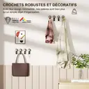 KAPANOU Lot de 8 porte-manteaux muraux en bois avec support métallique robuste - Noir image 3