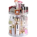 Vilscijon Drehbarer transparenter Make-up-Pinselhalter, Schminktisch-Lippenstift- & Kosmetik-Organizer mit großer Kapazität, Transparentes drehbares Aufbewahrungsregal für Augenbrauenstifte image 0