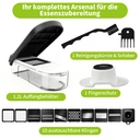 Vivreal 10-in-1 Gemüseschneider & Mandoline – Manueller Edelstahl-Lebensmittelzerkleinerer, Zwiebelschneider, Kartoffelschneider mit 10 Klingen, Fingerschutz & Reinigungswerkzeugen – BPA-frei, spülmaschinenfest, kompakte Küchengeräte image 6