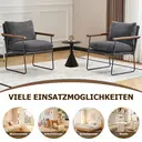 Ckaff Fauteuil à Oreilles XL pour Salon 65 x 62 x 83 cm, Fauteuil Lounge/Relax avec Cadre Métallique, Revêtement en Tissu Bouclé (Velours Côtelé), Gris, 1 Pièce image 2