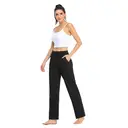 Willit Women's Cotton Sweatpants Open Bottom Yoga Sports Straight Leg Pants with Pockets Black S image 4