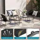 Ensemble de mobilier de jardin 4 pièces, groupe de sièges d'extérieur en Textilène avec banc 2 places, 2 chaises et table à p image 5