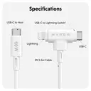 Hyper® HyperJuice Silicone USB-C to USB-C and Lightning Hybrid 60W Charging Cable - White image 4