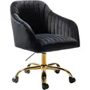 Chaise de bureau en velours HULALA HOME, chaise de bureau réglable en hauteur avec accoudoirs et roulettes, chaise de table de toilette pour salon et chambre, noire image 0