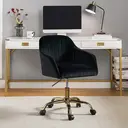 Chaise de bureau en velours HULALA HOME, chaise de bureau réglable en hauteur avec accoudoirs et roulettes, chaise de table de toilette pour salon et chambre, noire image 6