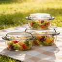 Maison by Premier 3 Tempered Glass Casserole Dishes, Heatproof Casserole Pans, Oven-Safe Bakeware Set, Ideal For Table Serving image 2