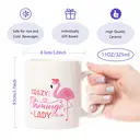 Alphynix 1pc 11oz White Mug with "CRAZY Flamingo LADY" Bold Quote & Pink Cartoon Flamingo, Playful Tropical Christmas or Thanksgiving Gift image 7