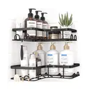 JORDAN&JUDY 2-Pack Black Triangle Bathroom Corner Shelf, Space-Saving Organizer image 3