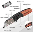 WORKPRO Folding Knife with Wooden Handle & Sliding Lock, Foldable Utility Knife Carpet Knife Quick Change Cutter Knife with Belt Clip, Includes 10 SK5 Replacement Blades image 2