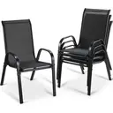 4pcs Gartenstühle Stapelstuhl Camping Hochlehner Terrassenstuhl Textilene Stahlgestell für Gärten Balkone Restaurants 150 kg Belastbar 54 x 69 x 93cm Schwarz Schwarz image 0