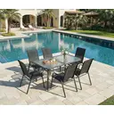 4pcs Gartenstühle Stapelstuhl Camping Hochlehner Terrassenstuhl Textilene Stahlgestell für Gärten Balkone Restaurants 150 kg Belastbar 54 x 69 x 93cm Schwarz Schwarz image 7