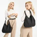 Kono Canvas Shoulder Tote Bag, Vintage Hobo Handbag for Women, Casual Top Handle Bag for Work School Travel Shopping Black image 5