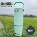 Milestone Travel Mug with Flip Straw Stainless Steel Double Walled Mint Green 890ml image 2