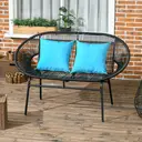 Outsunny Banquette banc de jardin 2 places en acier et cordage en résine avec 2 coussins - dim. 132L x 72l x 83H cm - noir image 7