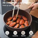 SENSARTE Ensemble de batterie de cuisine antiadhésive 13 pièces, pour cuisiner sainement, revêtement granité, poignées froides au toucher, accessoires en silicone et protège-marmits, sans PFOA image 3