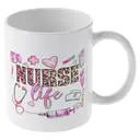Alphynix 1 Mug blanc 33cl avec "PFLEGER leben" citation en imprimé léopard & icônes médicales roses, cadeau de Noël ou Thanksgiving infirmière responsabilisant,Le cadeau de la saint-valentin, cadeau d’anniversaire image 3