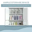 kleankin Bathroom Mirror Cabinet, Wall Mounted Storage Cupboard with Double Doors and Adjustable Shelf, Bathroom Organizer, White image 3