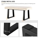 CLIPOP Upholstered Dining Bench, 100 cm Velvet Padded Seat, Ottoman Bench Hallway Bench with Sturdy Metal Legs, Dining Room Bench Seating for Entryway Living Room Bedroom Cream image 6