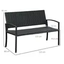 Outsunny Banc de jardin 2 places style cosy chic résine tressée 4 fils imitation rotin noir image 1