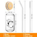 Alphynix 1pc Modern Glass Cup, 500ml Tall Iced Coffee Glass with Monogram "C" Design, Bamboo Lid & Straw, Cold Drink Tumbler for Iced Tea, Juice, Boba image 5