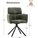 CLIPOP 1PC Chenille Swivel Tub Chair for Living Room 360 Rotating Base Luxurious Dining Armchair with Padded Seat, Desk Chair no Wheels for Dining Room Bedroom Vanity 0659-s green 59*60*91 cm image 0