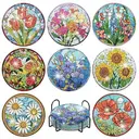 Set de 8 Sous-verres en Peinture Diamant 5D Complète JU7CER - Art Floral | Kit DIY Bijoux Créatifs Cadeau 10×10cm image 0
