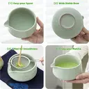 TEANAGOO 7-Piece Matcha Set with Whisk and Green Chawan Bowl (with Spout), for Ceremony, Breakfast & Latte image 1
