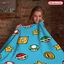 Character World Nintendo Super Mario Couverture polaire Sherpa – Mario Kart Drift, 100 x 150 cm, douce et chaude image 2