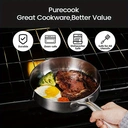 PURECOOK 304 Triple-Ply Stainless Steel Trimmed White-Gold Frying Pan Series | 1-Piece 20cm 304 Triple-Ply Stainless Steel White-Gold Frying Pan (Lid-Free, Trimmed Edges) image 6