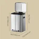 SONGMICSHOME 40L Double Kitchen Bin with Lids, Rubbish Bin, Soft Close with Plastic Inner Buckets, Silver image 2