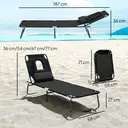 Outsunny Bain de Soleil Pliable transat inclinable 4 Positions Chaise Longue 3 Coussins fournis Noir image 2