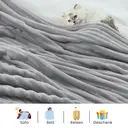 WOLTU Flanell-Fleecedecke, Kuscheldecke, Warme Sofadecke mit Streifenmuster, Dekorative Decke für Bett Couch, 220x240 cm Grau image 3