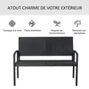 Outsunny Banc de jardin 2 places style cosy chic résine tressée 4 fils imitation rotin noir image 4