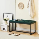 CLIPOP Dining Room Bench Seat Velvet Padded Cushioned Hallway Benches with Metal Frame Lounge Long Dinner Stool Green image 3