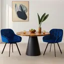 CLIPOP 360° Swivel Dining Chairs Set of 2 Velvet Upholstered Desk Chairs without Wheels Ergonomic Office Chair with Arms and Metal Legs for Home Study 0197 Blue 54.5*46*80 cm image 6