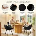 CLIPOP 360° Swivel Dining Chair Velvet Upholstered Desk Chairs without Wheels Ergonomic Office Chair with Arms and Metal Legs for Home Study 0197-s deep black 54.5*46*80 cm image 4