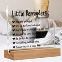 Alphynix Plaque en acrylique « Petits rappels » 1 pièce, Support avec socle en bois, 7 messages encourageants comme « Tu es à la hauteur » et symboles de cœur, Décoration de bureau de soutien émotionnel image 1
