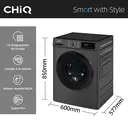 CHiQ JW105883G Lave-linge frontal 10 kg, classe énergétique A-30%, tambour 530 mm, moteur BLDC 1 400 tr/min, programme vapeur, commande intelligente en un clic, lavage rapide 15 min, largeur 465 mm - Gris foncé image 1